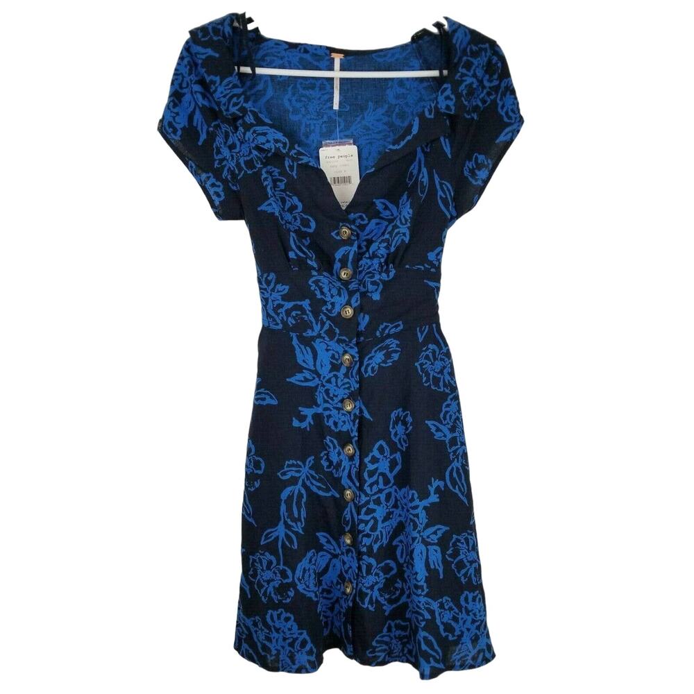 Free People Size 4 "A Thing called Love Mini Dress" in Navy Blue Combo NWT $128 - Picture 3 of 7